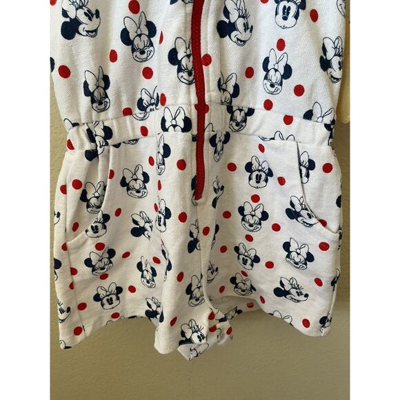 Disney Minnie Mouse 3D Ears Hooded Zip Up Girls Swim Cover Up Romper Size 9/10 - Picture 7 of 10